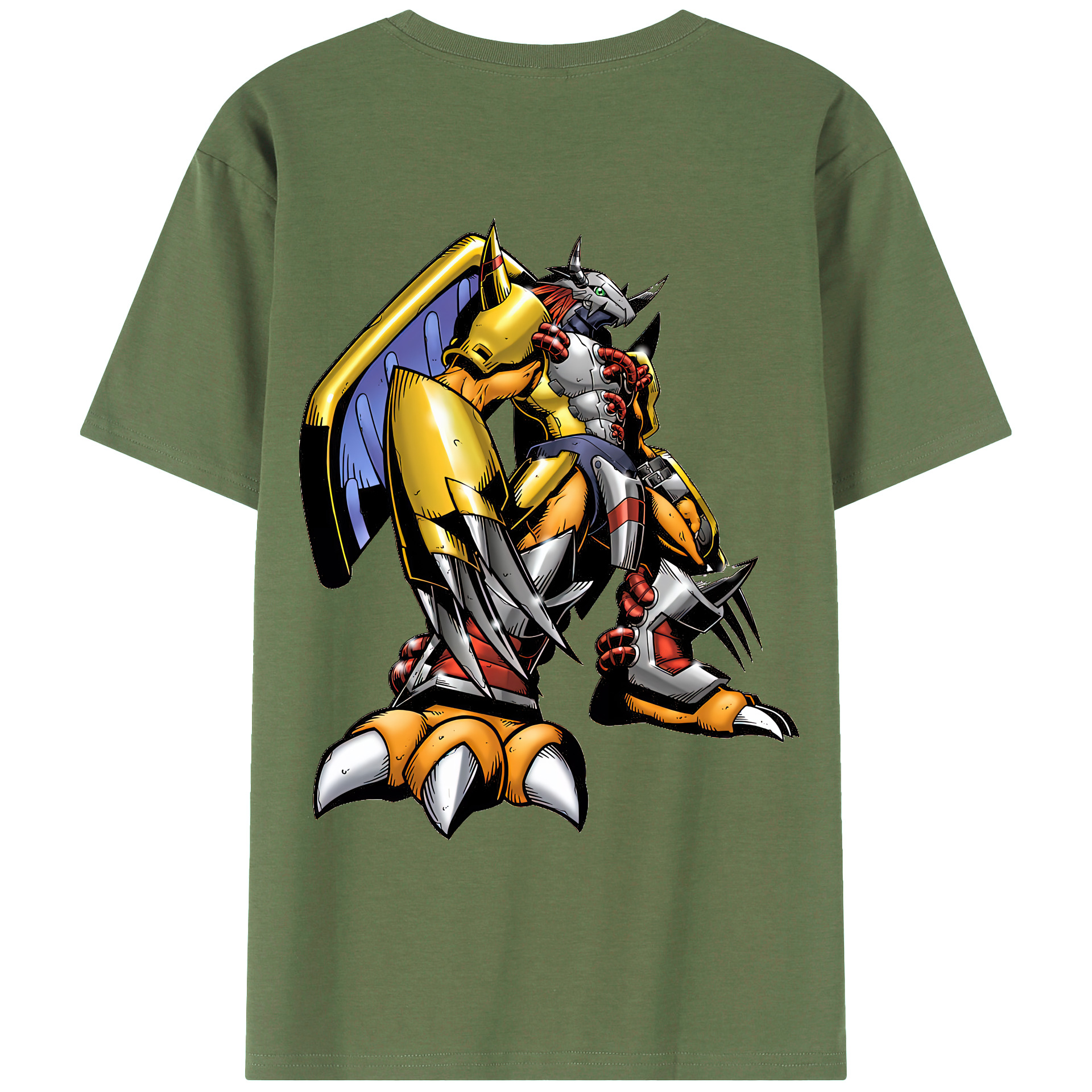 （画像用） Digimon デジタルモンスター/デジモン 綿100％ メンズ半袖Tシャツ（バックプリント） 通気性